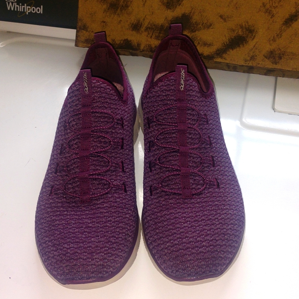 Purple ladies slip on Sketchers